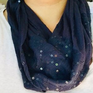 LOFT Infinity Scarf, Sequined Charcoal Grey Slub